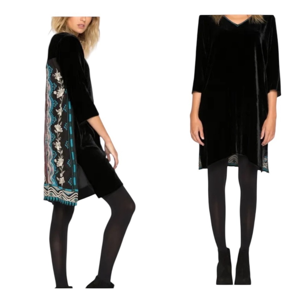 Johnny Was Yucatán Embroidered‎ Tunic/Dress V-Neck 3/4 Sleeve Women's S